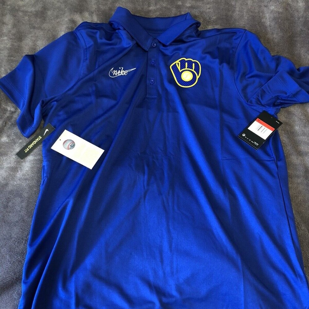 NWT Nike MLB Milwaukee Brewers Cooperstown Retro Polo Shirt Size XL